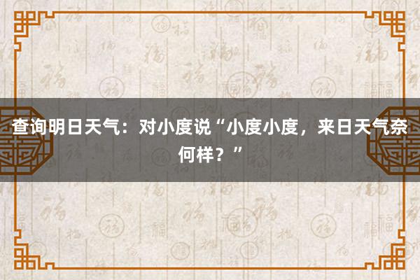 查询明日天气：对小度说“小度小度，来日天气奈何样？”